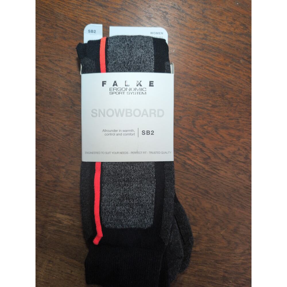 Falke Ski/Snowboard Socks Womens 9.5-10.5 Black Orange Knee-High